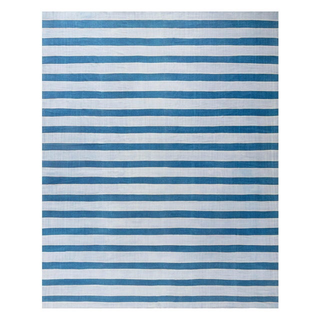 Doris Leslie Blau Vintage Indian Dhurrie Striped Rug For Sale