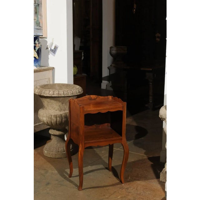 19th Century French Louis XV Style Wooden Bedside Table with Open Shelf For Sale - Image 4 of 12
