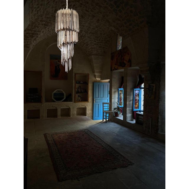 Murano Glass Spiral Chandeliers with 54 Quadriedri Smoked Prisms, 1980s, Set of 2 For Sale - Image 6 of 9