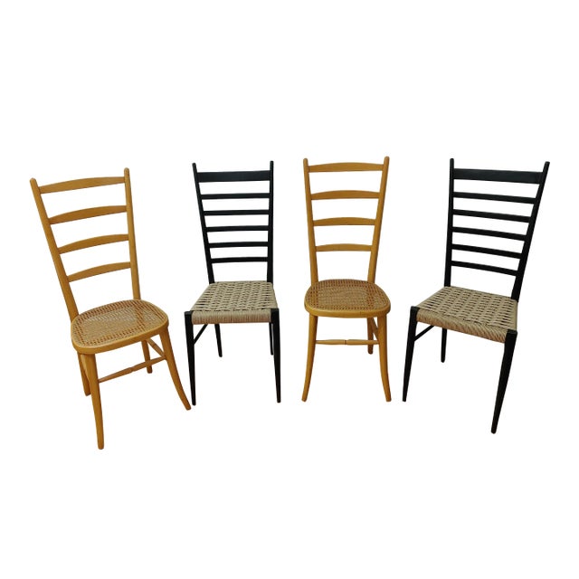 Vintage Mid-Century Italian Ladderback Chairs - Set of 4 For Sale