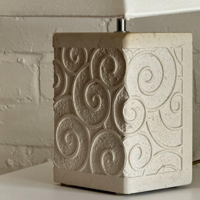 Carved Stone Lamp Stand For Sale - Image 3 of 4