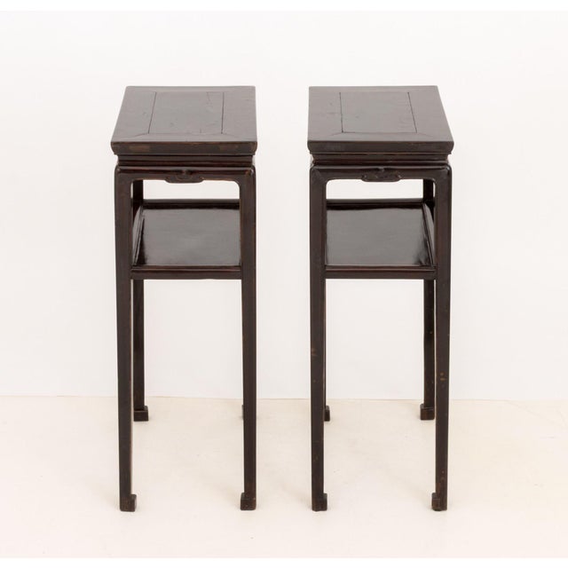 Pair of Chinese Two-Tier Pedestal Tables For Sale - Image 4 of 8