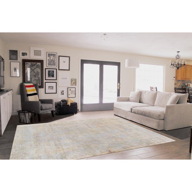 Overdye L. Blue Wool Area Rug- 9' 4" X 13' 6" For Sale - Image 4 of 4