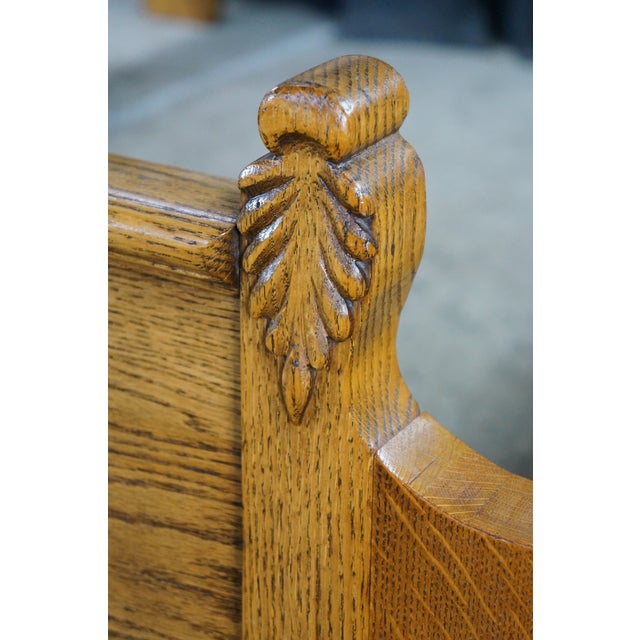 Wood Antique 19th Century American Victorian Carved Oak Full to Queen Size Bed For Sale - Image 7 of 18