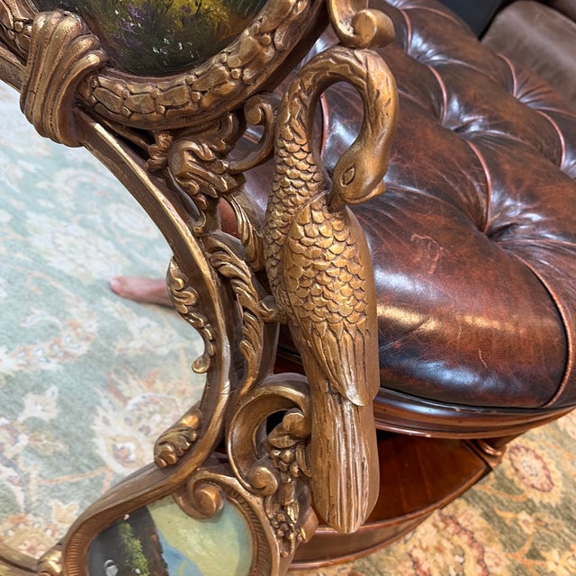 Wood Gold Frame Mirror With Painted Scenes Details For Sale - Image 7 of 9