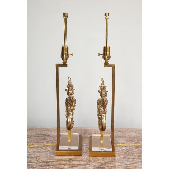 Bespoke Seahorse Bronze Table Lamps - A Pair For Sale - Image 9 of 10