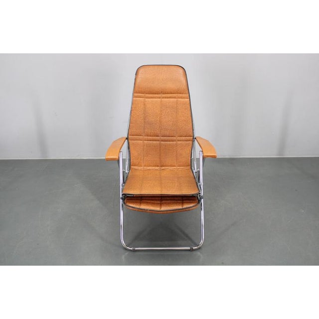 Vintage Italian Folding Lounge Chair in Leatherette, 1970s For Sale - Image 4 of 18