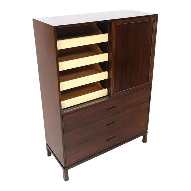 Harvey Probber Espresso Mahogany Sliding Doors 10 Drawers Gentlemen's Chest For Sale