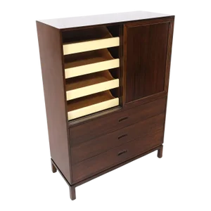 Harvey Probber Espresso Mahogany Sliding Doors 10 Drawers Gentlemen's Chest