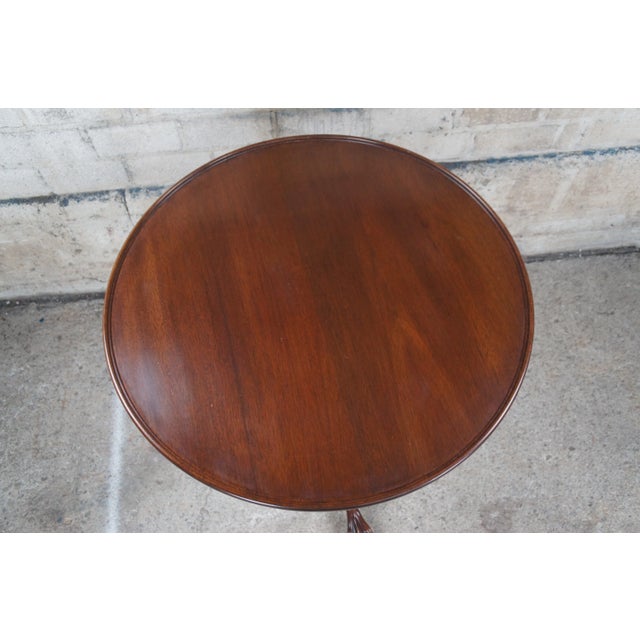 20th C. English Chippendale Style Logan Tilt Top Birdcage Tea Table Ball & Claw For Sale - Image 6 of 12