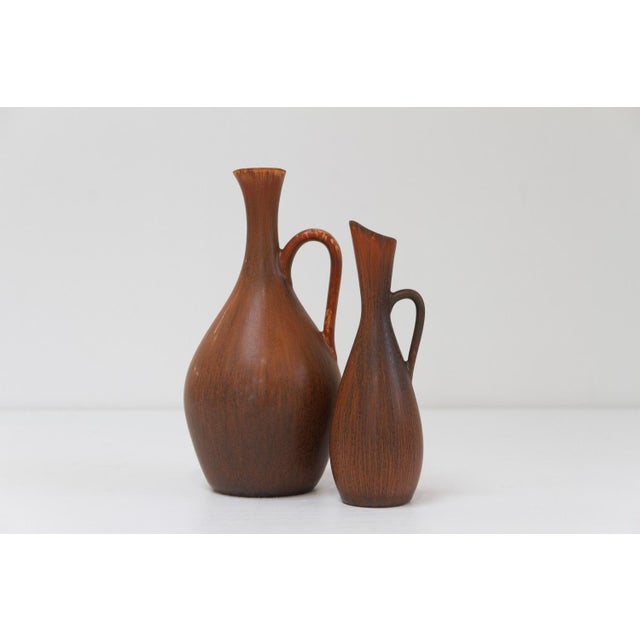 2 stoneware vases by carl-harry stålhane for rörstrand sweden, 1950s. set of two beautiful scandinavian mid-century modern...