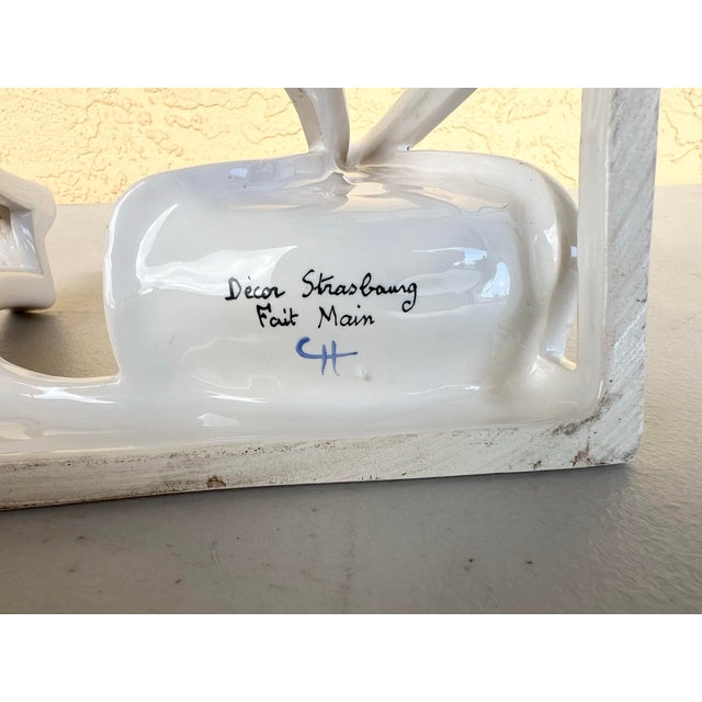 Vintage French Hand Painted Porcelain Violin & Stand For Sale - Image 10 of 10