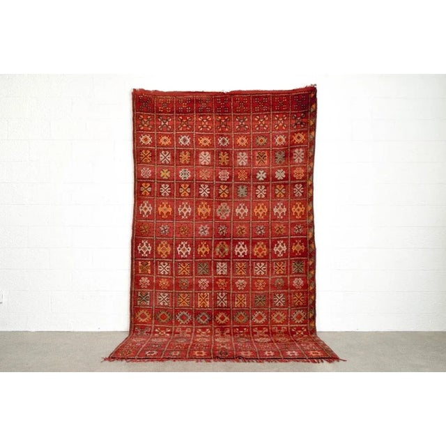 Vintage Moroccan Red Tribal Berber Handmade Wool Rug 6 X 10 For Sale - Image 11 of 11