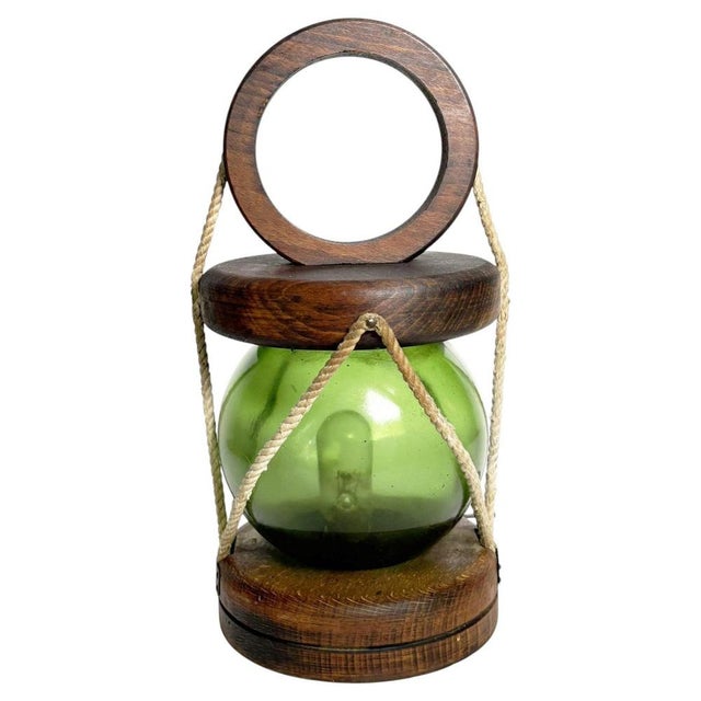Wooden Table Lamp with Glass Globe, France, 1960s For Sale - Image 10 of 10