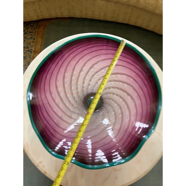 Large 24" Signed 1998 LaChaussee Studio Art Glass Centerpiece Bowl For Sale - Image 4 of 5