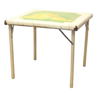 1930s Samson Folding Card Table With Painted Cats Top | Americana Folk Art For Sale
