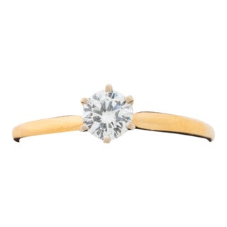 14k Yellow Gold, White Gold, & Diamond Solitaire Ring For Sale
