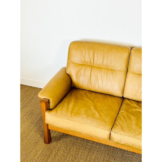 Scandinavian Living Room Set in Leather and Oak in the style of Pierre Chapo, 1960s, Set of 3 For Sale - Image 6 of 18