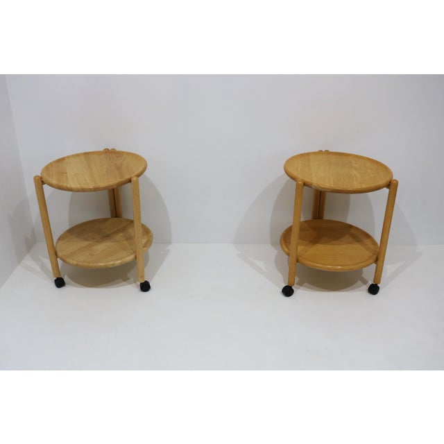 Vintage Danish Foldable Rolling Bar Carts with Removable Trays attributed to Jens Quistgaard, 1970s, Set of 2 For Sale - Image 9 of 17