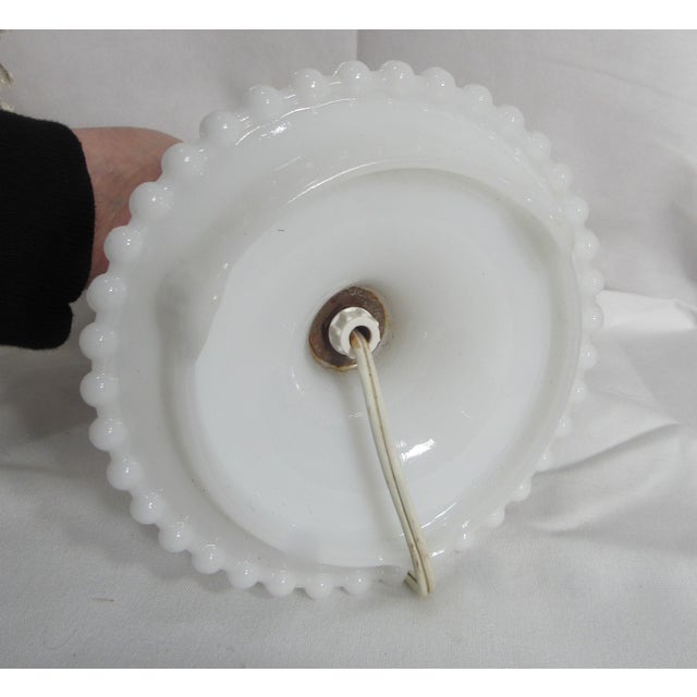 White Mid 20th Century Milk Glass Table Lamp With Custom Shade Shabby Chic For Sale - Image 8 of 16