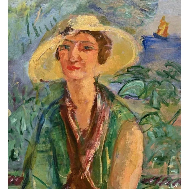 Woman in the Garden is an original modern artwork realized by Antonio Feltrinelli in the 1930s. Includes frame: 98 x 4 x...