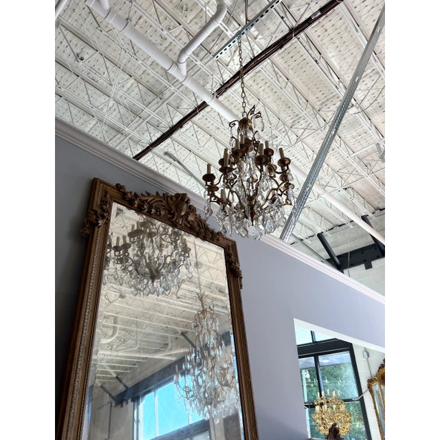 Hollywood Regency 1970s Large Greek Key Brass Chandelier For Sale - Image 3 of 8