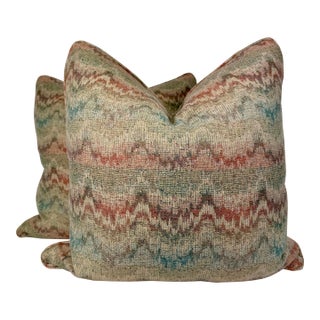 Kirby Design "Flame Wool" in Rust 22" Pillows-a Pair For Sale