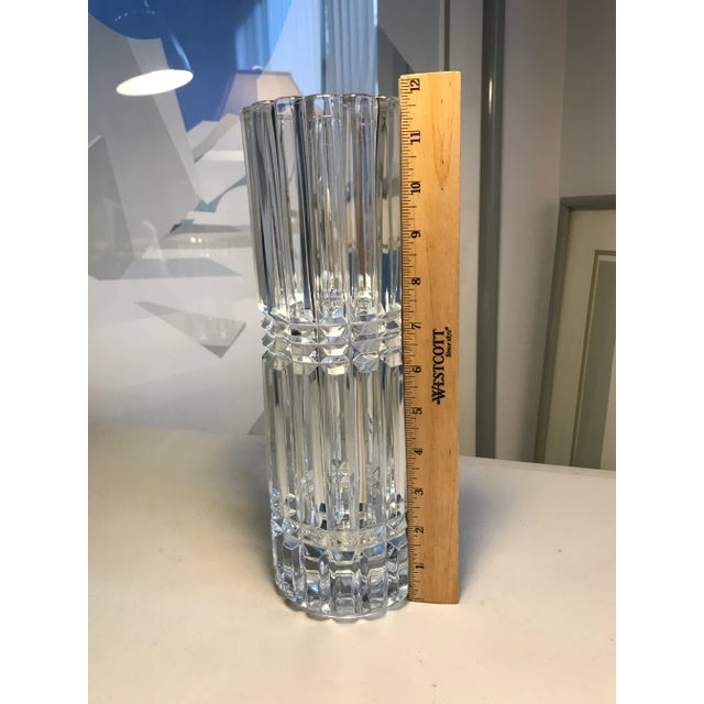 Mid-Century Modern Heavy Vertical Cut Crystal Vase. A stunning vase with architectural lines cut vertical with details for...