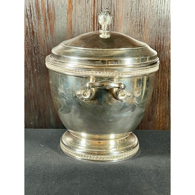 Traditional Vintage Silver-Plated Ice Bucket With Glass Liner For Sale - Image 3 of 9