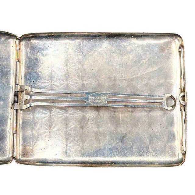 1930s Sterling Silver Art Deco Cigarette Case W/ 18k Gold Inlay by Marathon For Sale In Los Angeles - Image 6 of 11