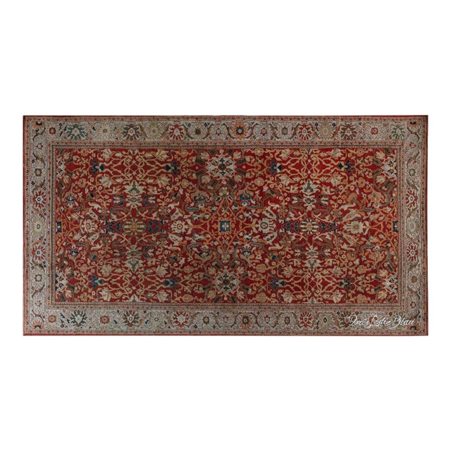 Antique Persian Sultanabad Red Handmade Wool Rug For Sale