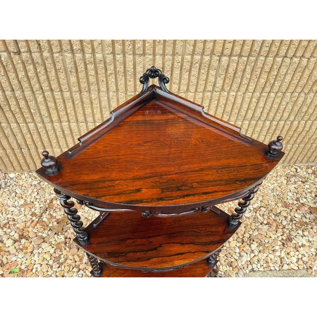 Antique Victorian Style Rosewood 3 Tier Corner Shelves Etageres Whatnot. For Sale In Washington DC - Image 6 of 11