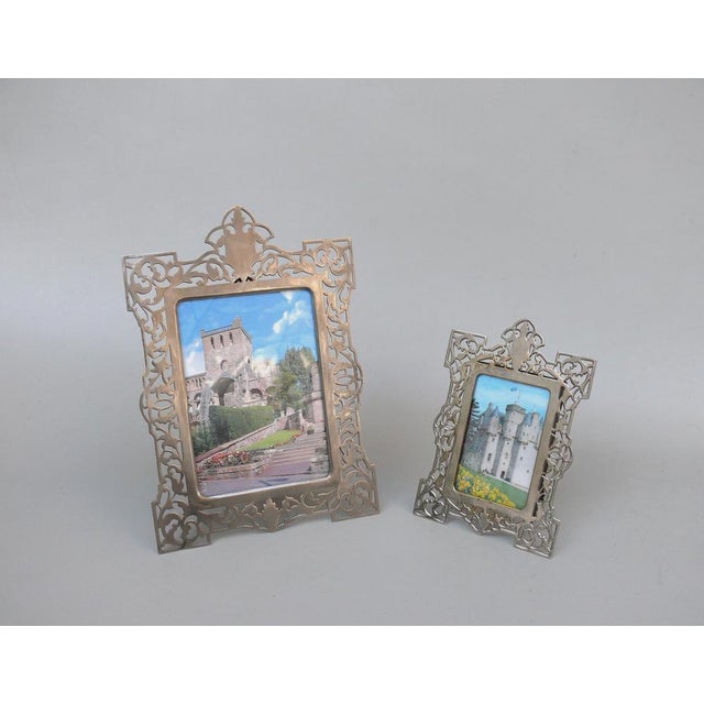 Antique Biedermeier Nickel-Plated Picture Frames, Set of 2 For Sale - Image 3 of 18