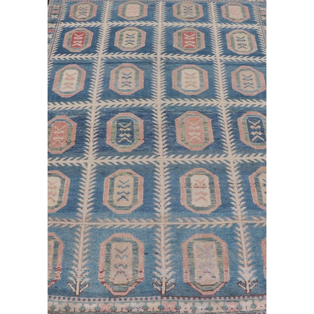 Vintage Hand-Knotted Turkish Tulu Rug in Wool With All-Over Medallion Design For Sale - Image 4 of 10