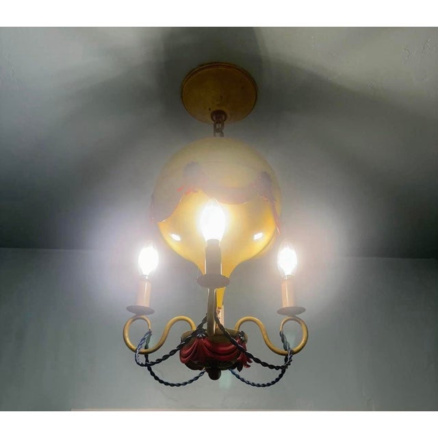 1950s Vintage Maison Jansen Toleware Hot Air Balloon Chandelier For Sale - Image 5 of 5
