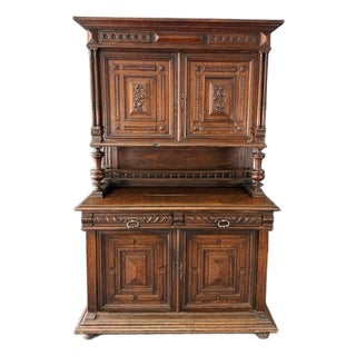 19th Century Belgian Oak Court Cupboard For Sale