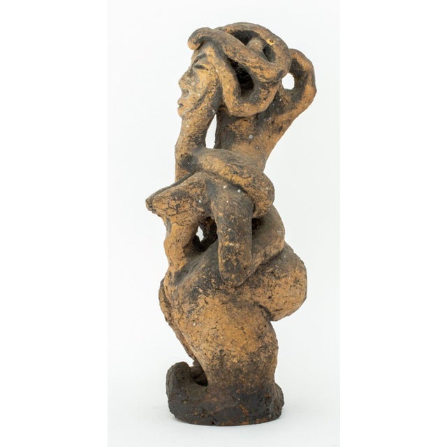 Mid 20th Century Folk Art Abstract Female Figure Terracotta Statue For Sale - Image 5 of 7