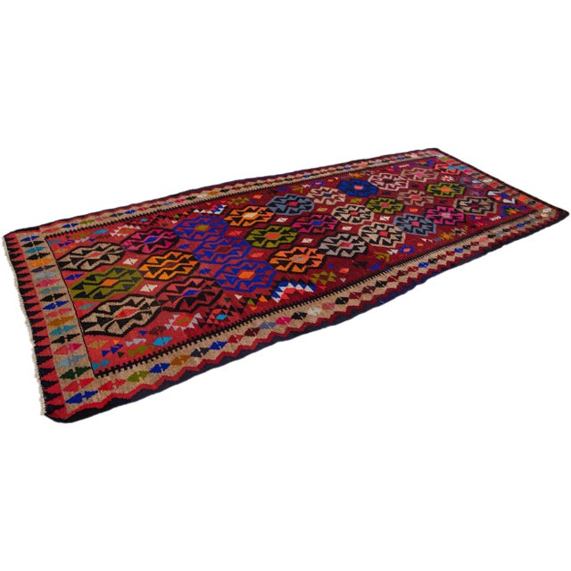 1960s Vintage Turkish Kilim Multicolor Handmade Tribal Wool Rug For Sale - Image 9 of 10