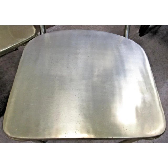 Metal Set of 4 Cb2 Oro Polished Silver Cast Aluminum Side Dining Chairs For Sale - Image 7 of 18