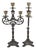 Blackened Brass Candlesticks - A Pair For Sale