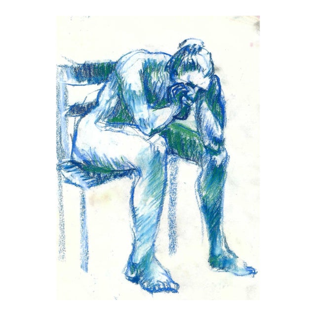 1960s Katherine Yares Female Nude Pastel Drawing For Sale