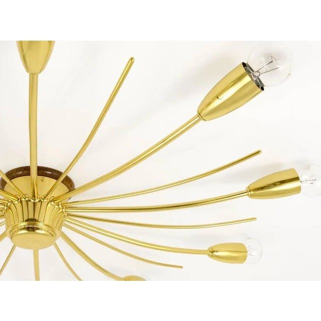 Kalmar Modernist Brass Sun-Shaped Flush Mount attributed to J. T. Kalmar for Kalmar, Austria, 1950s For Sale - Image 4 of 10