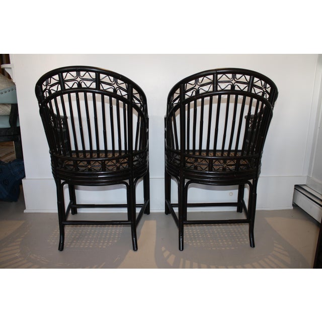 Black Rattan Armchairs A Pair Chairish