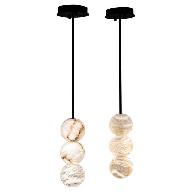 Raim Pendant Lamps by United Alabaster, Set of 2 For Sale - Image 6 of 6
