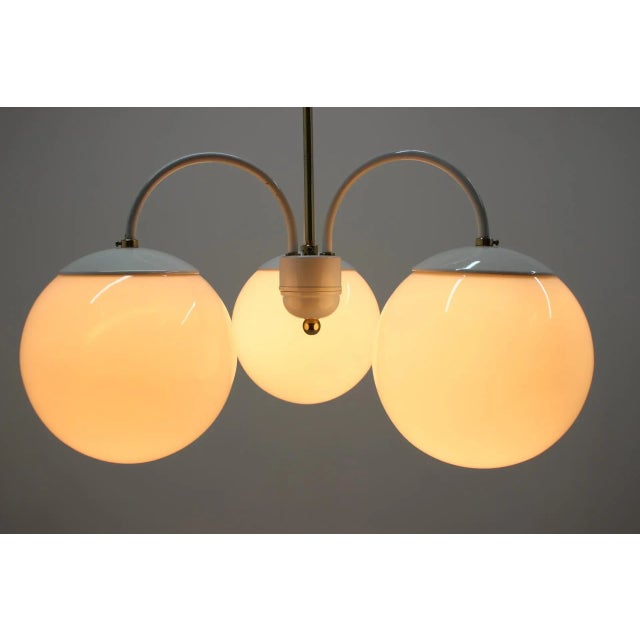 Mid-Century White Chandelier from Kamenický Šenov, 1970s For Sale - Image 9 of 11