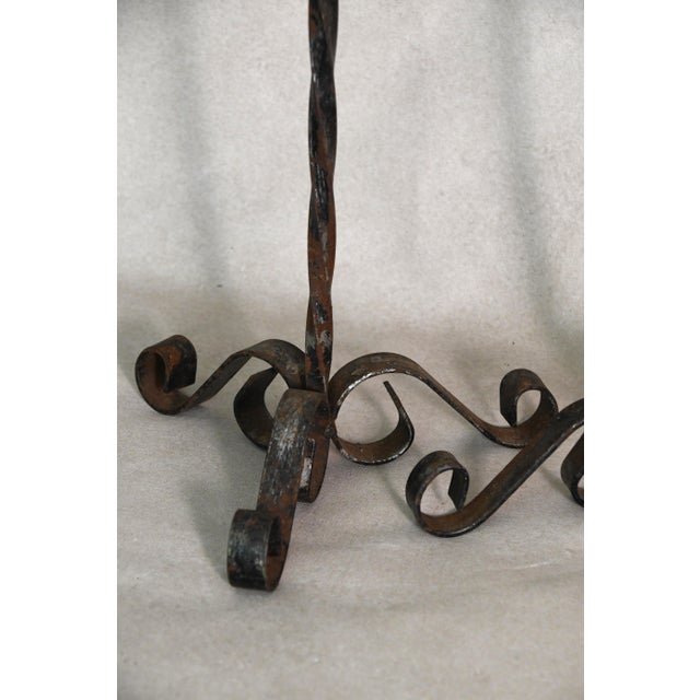 Pair of Vintage Twisted Iron Candlesticks For Sale - Image 4 of 4