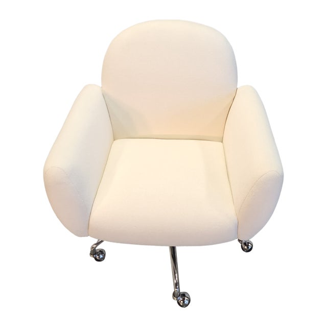 Contemporary Ivory Upholstered Office Chair For Sale
