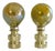 Blown Murano Glass Table Lamp Finials. Cat's Eye Gold, Clear, Swirl Brass Bases, a Pair For Sale