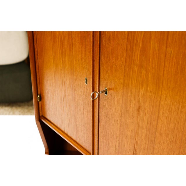 Danish Modern Mid Century Teak Corner Bar Cabinet — Johannes Sorth — Nexø Mobelfabrik, Attributed For Sale - Image 11 of 12