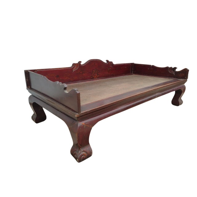 This large authentic antique Chinese daybed is also known as Luohan bed or Opium bed. The rails and frames are crafted...